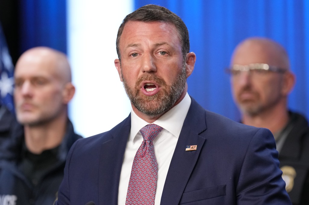 Department of Homeland Security Secretary Markwayne Mullin said Gov. Hochul had stayed silent on the attack on an NYPD officer. AP Photo/Jacquelyn Martin
