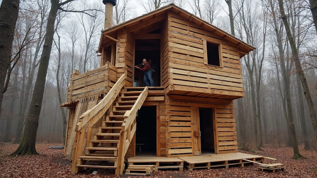 Free house in the forest | Built from pallets in 97 days