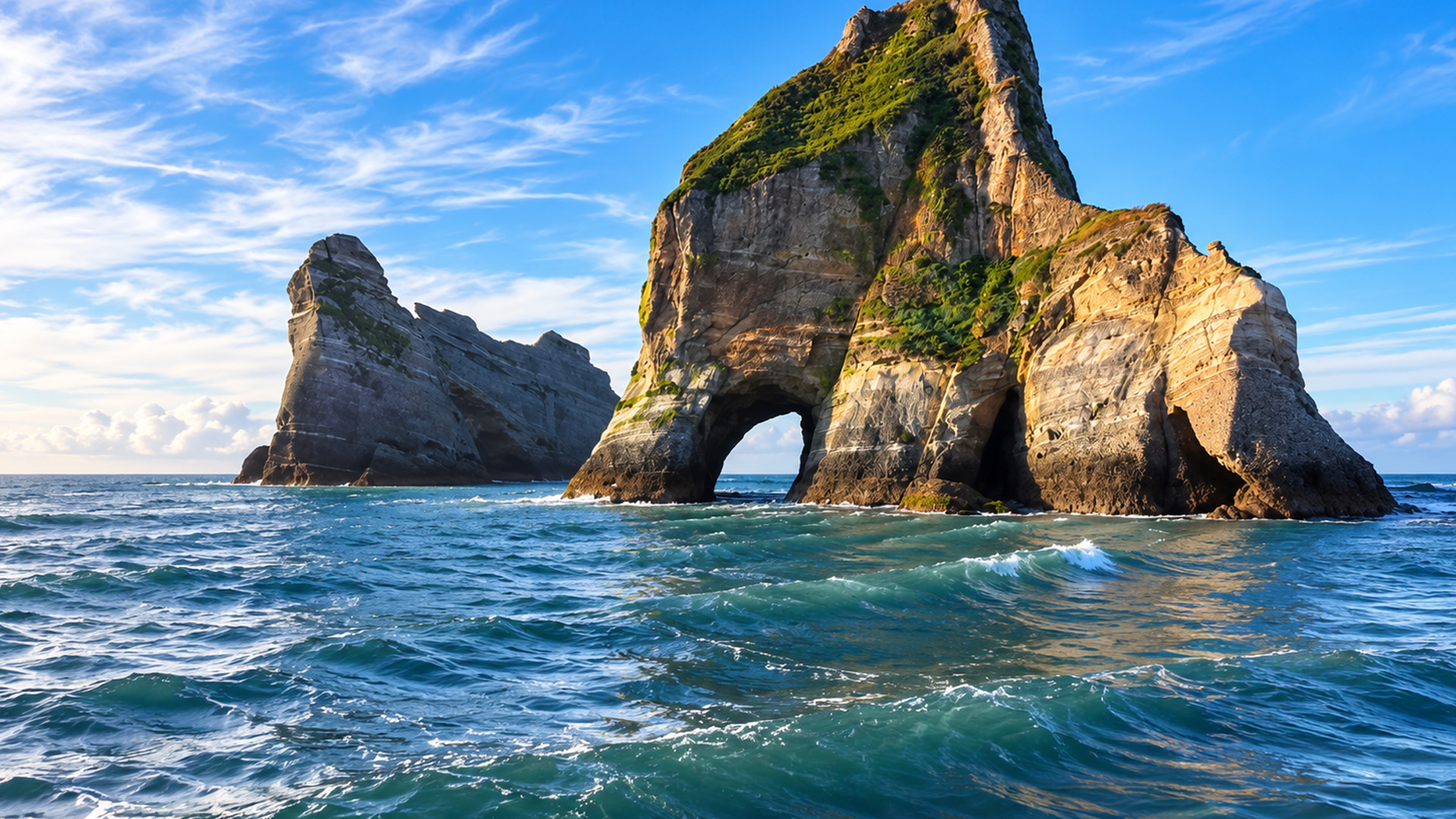 Камень в форме слона, поднимающийся из моря