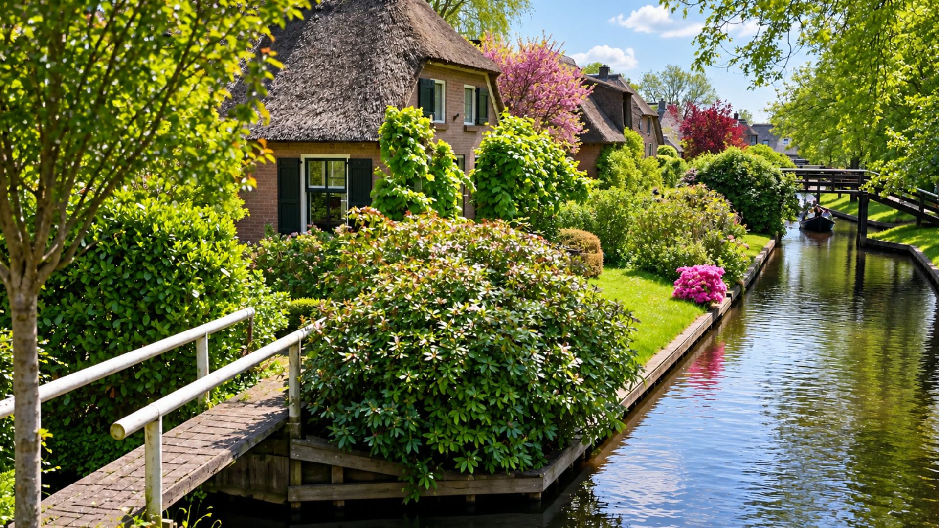 Klidná procházka podél kanálů v Giethoornu (4K)