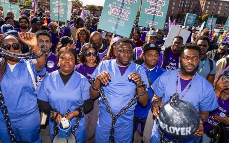 UK migrants in Liverpool protest 15-year permanent residence plan by ...