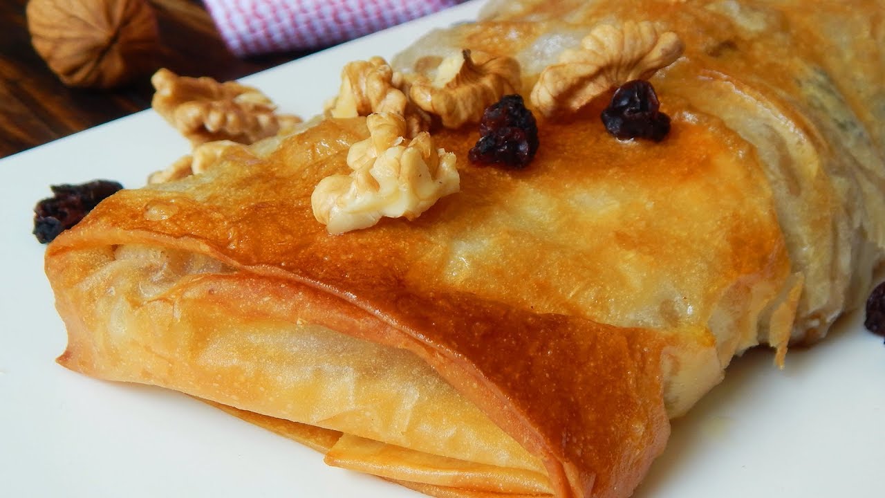 Strudel de manzana con pasas y nueces casero