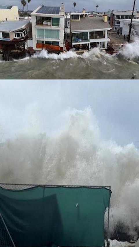 Waterfront homes battered by tropical storm collapse into sea