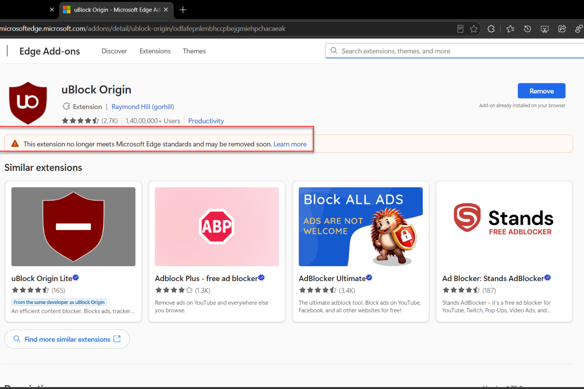 Microsoft Edge add-ons store warns Manifest V2 extensions may be ...