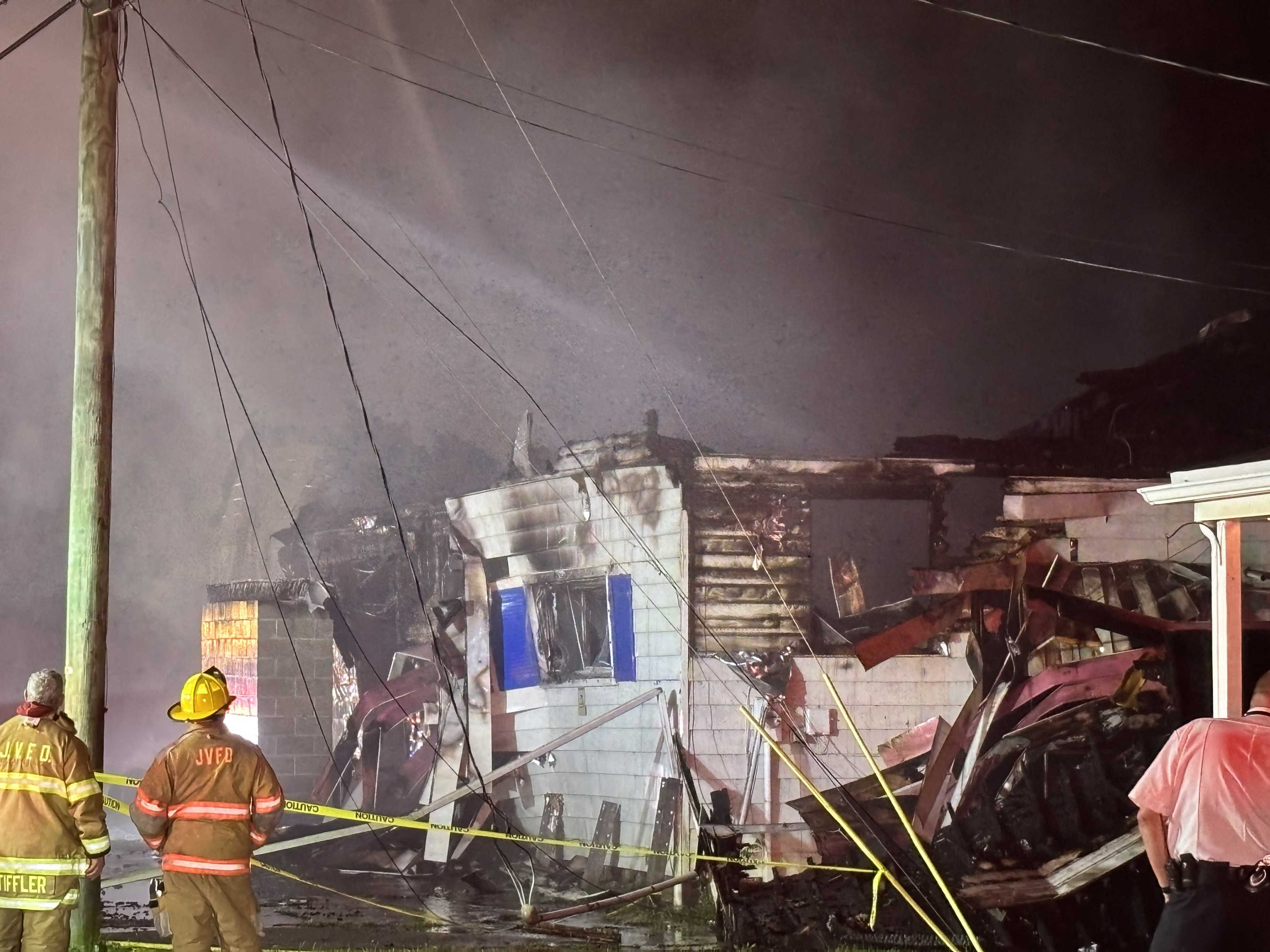 Fire crews battle structure fire in Cross Creek Township