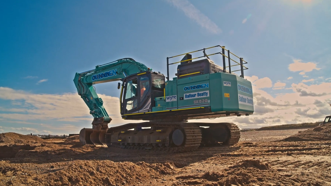 Amazing giant excavator working hard on a huge land development project