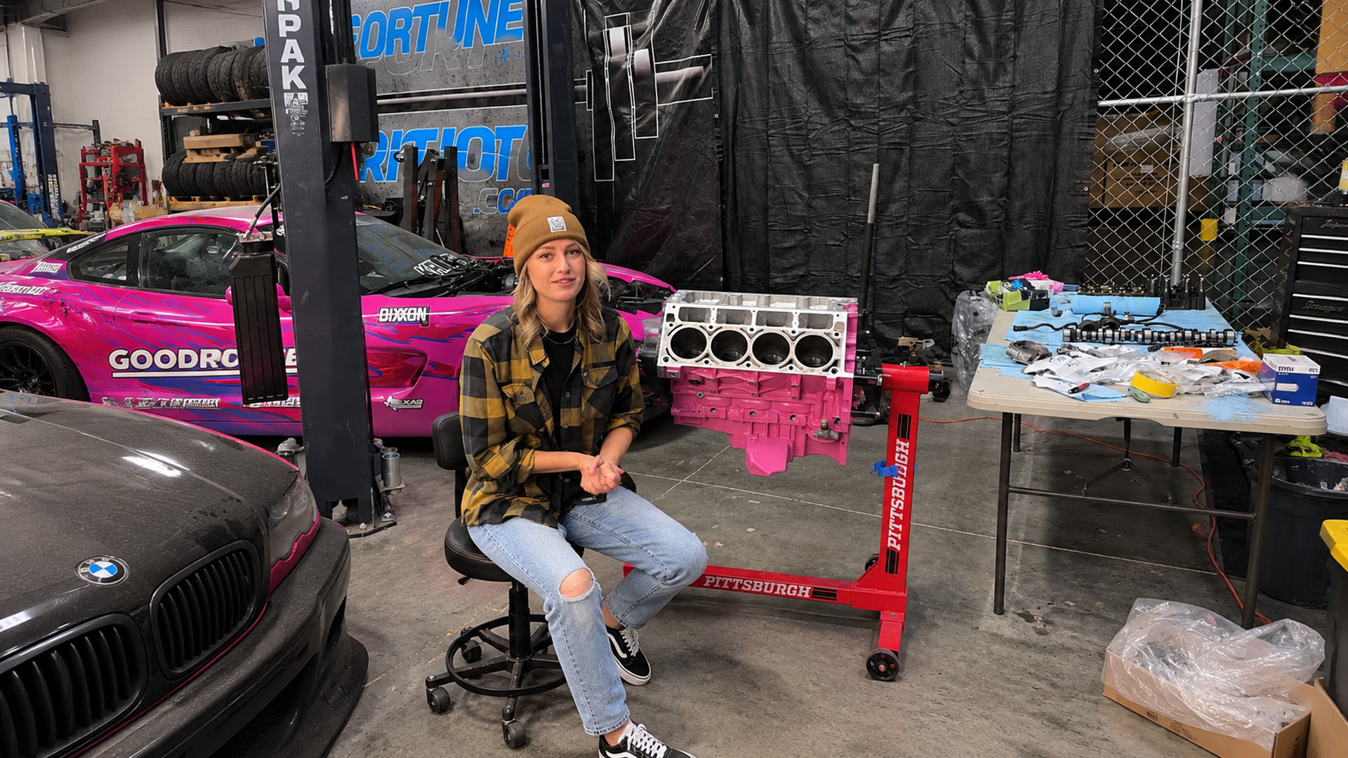 This Corvette engine gets a complete pink makeover