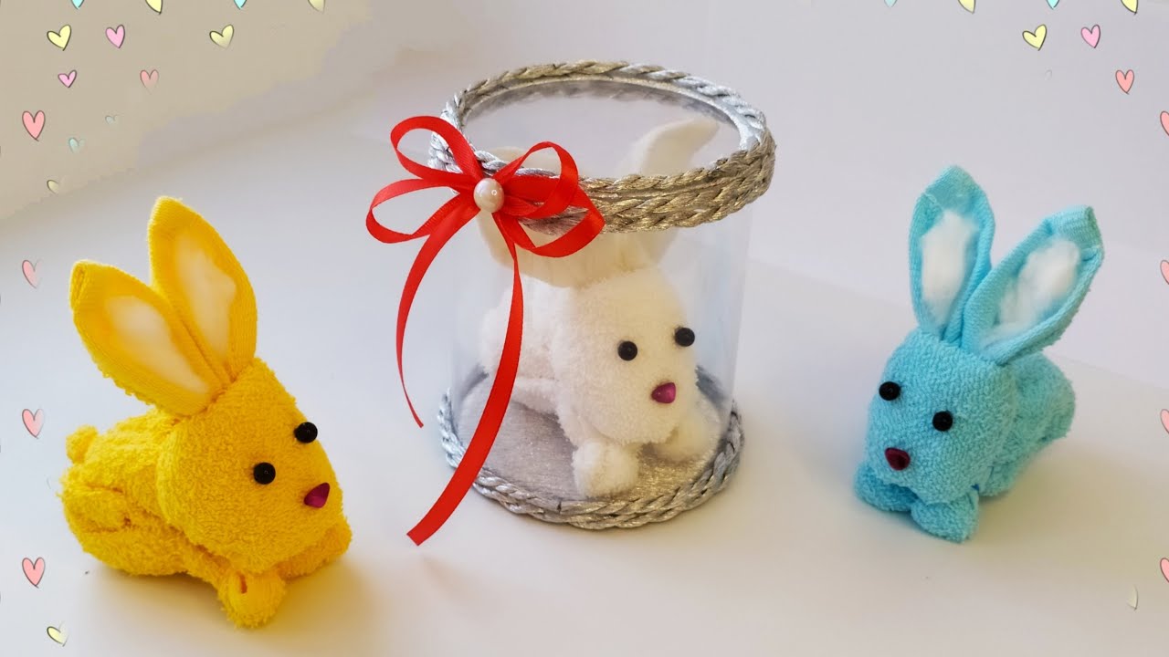 DIY cute bunny in a gift box with an easy handmade craft tutorial