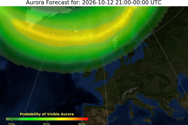 Northern lights visibility map as forecast shows where they could be seen