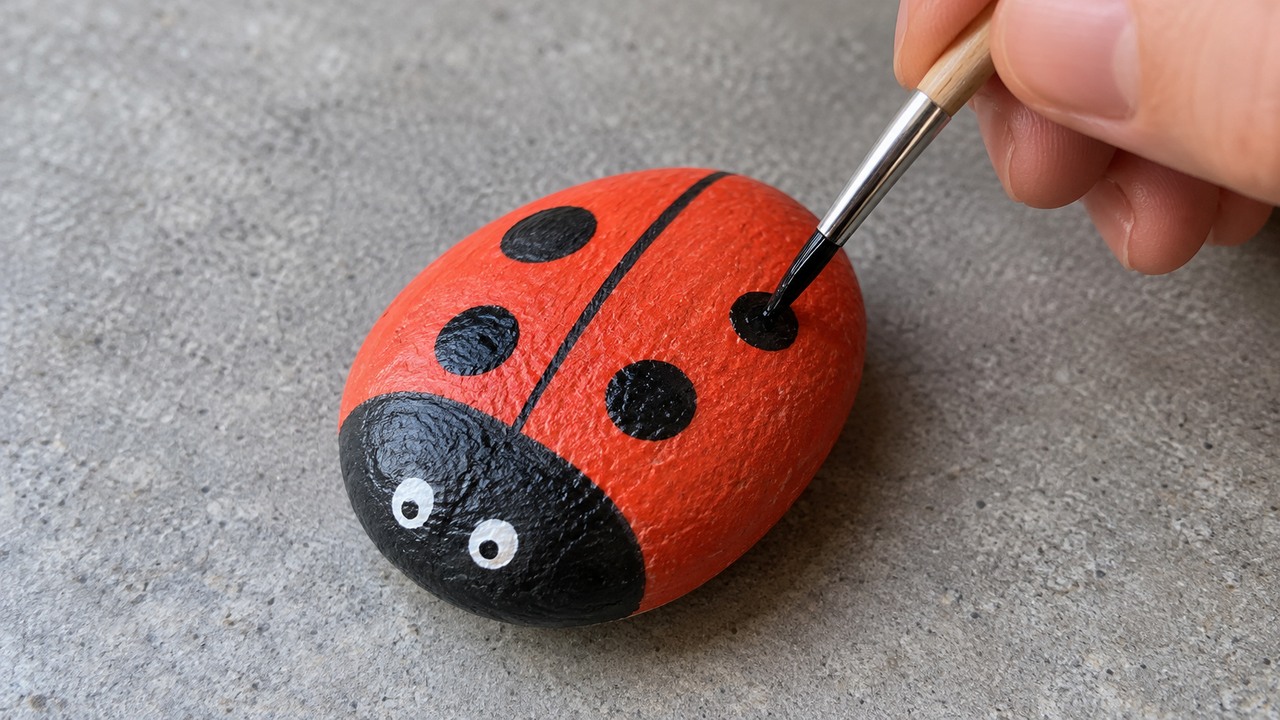 Turn ordinary rocks into colorful ladybugs