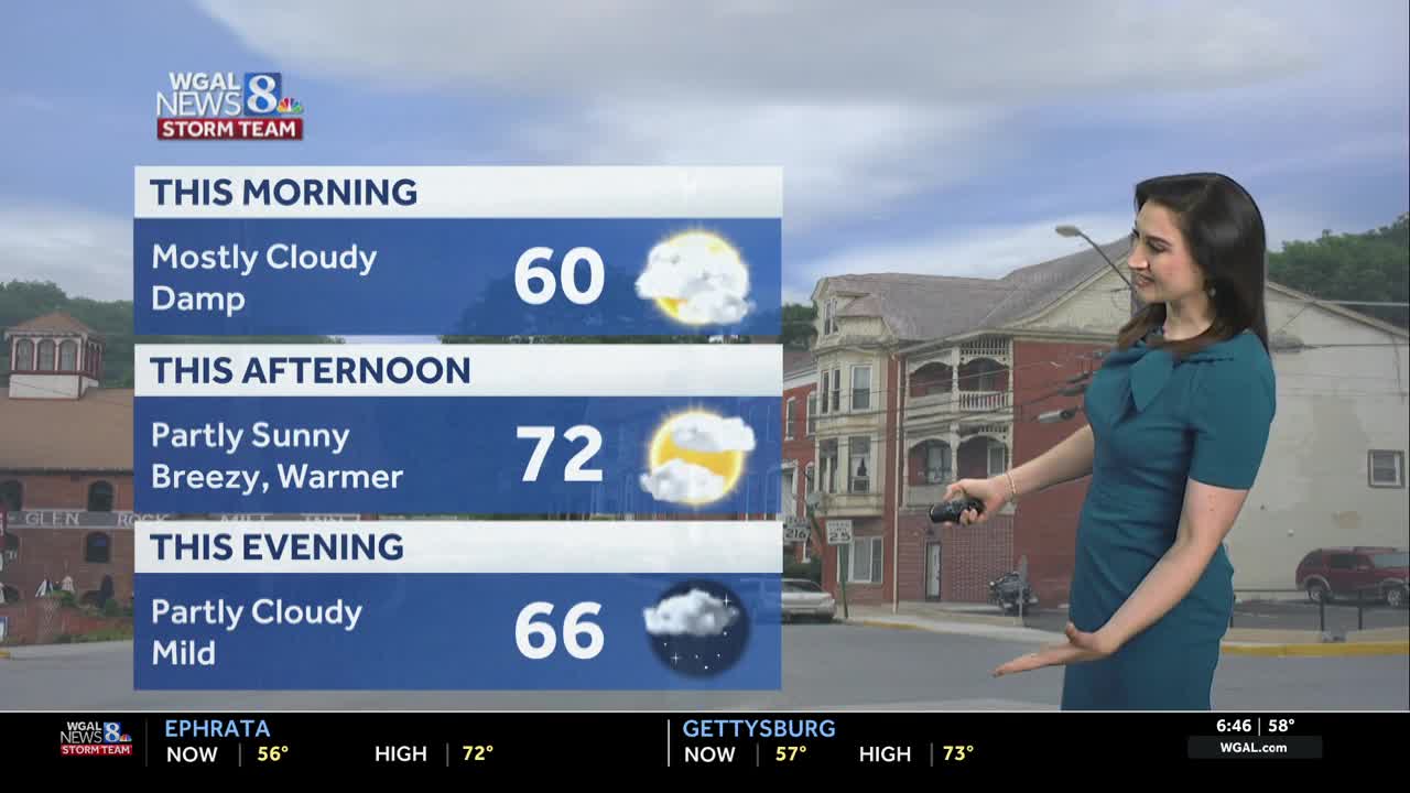Gradual clearing, warmer today; summerlike warmth tomorrow