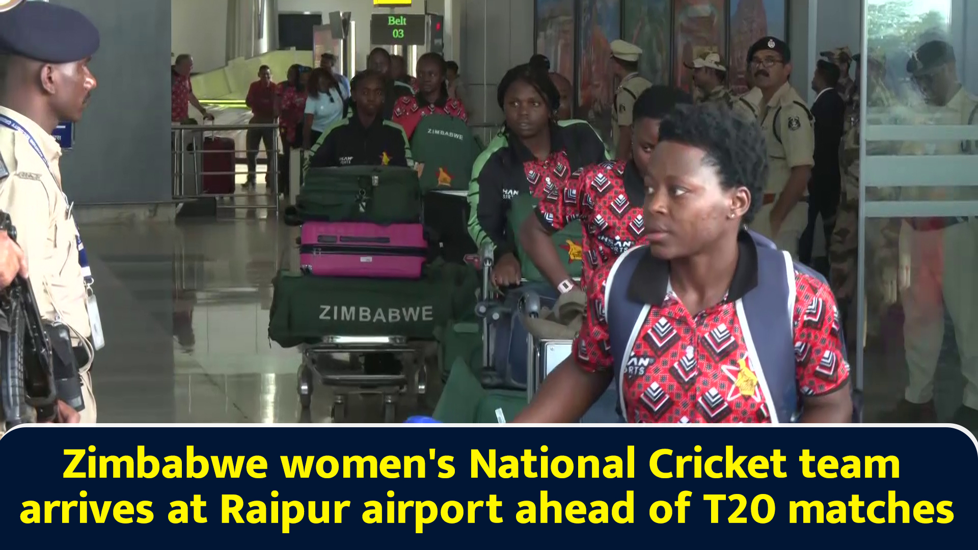 Zimbabwe women's national cricket team arrives at Raipur airport ahead ...