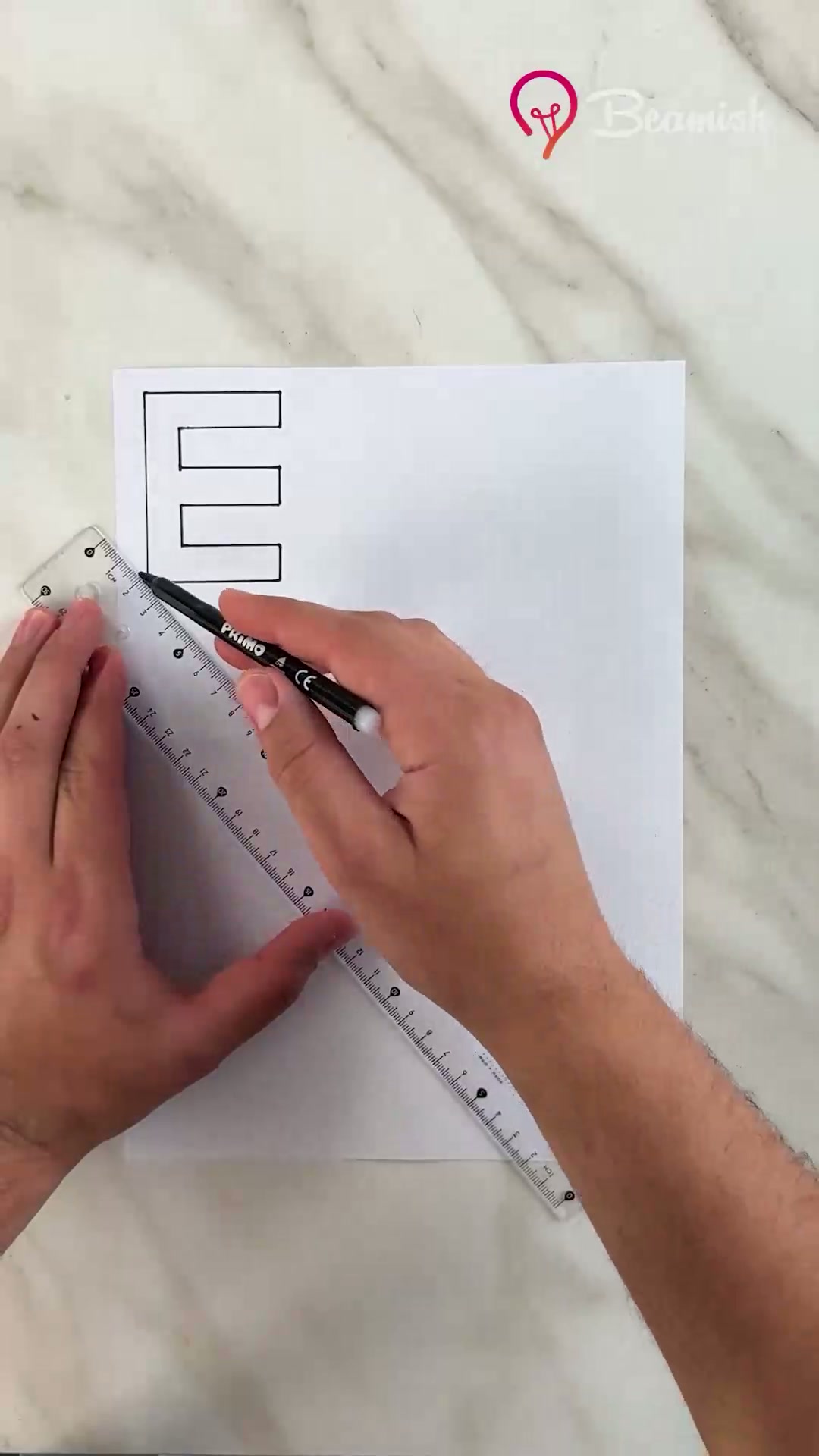 Easy 3D illusion art of letter E #creative #letter #art