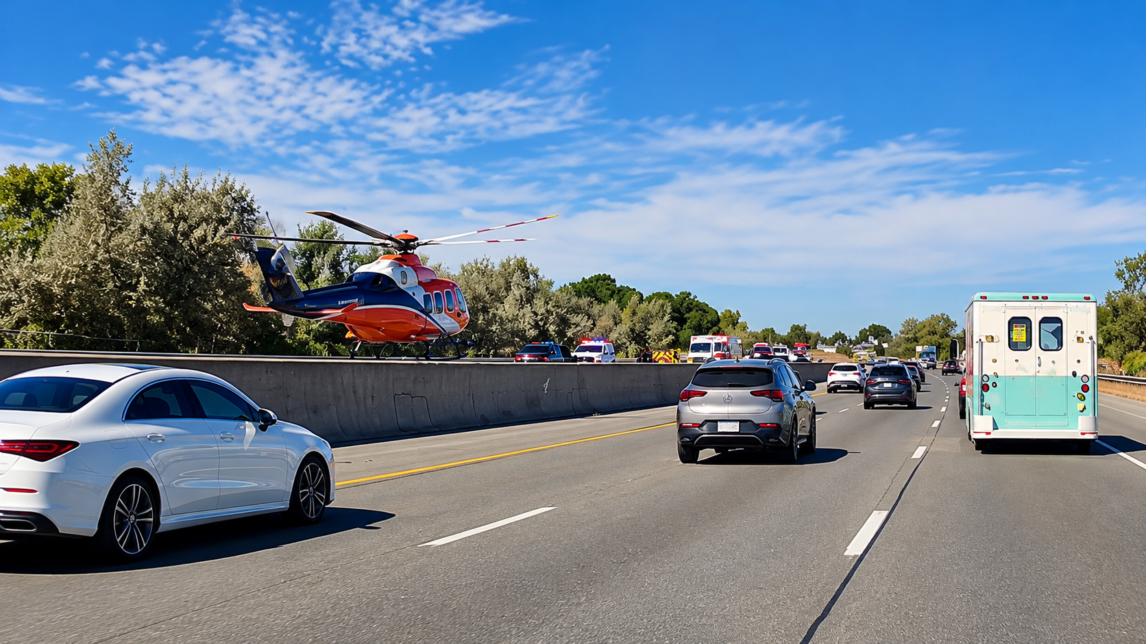 The crash got violent - then a medical helicopter entered the scene