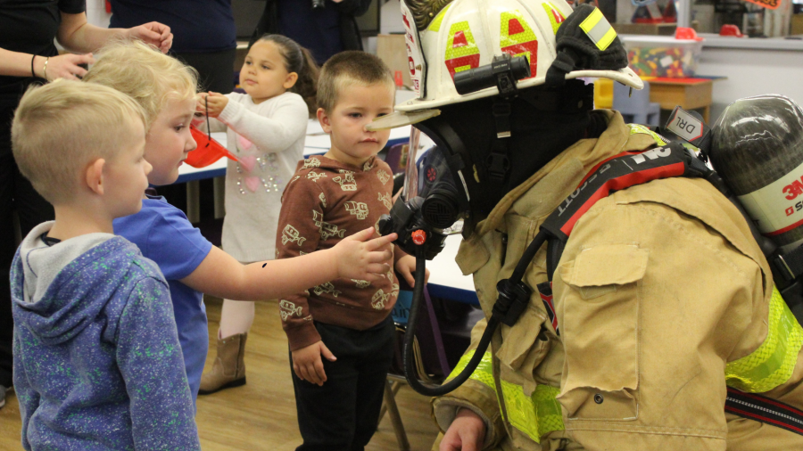 JVS preschool students learn fire safety from local firefighters