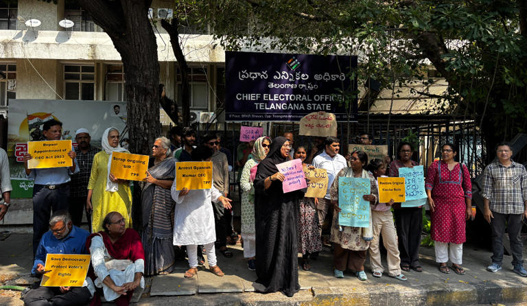 At the Election Commission's gates in Hyderabad, a protest over the ...
