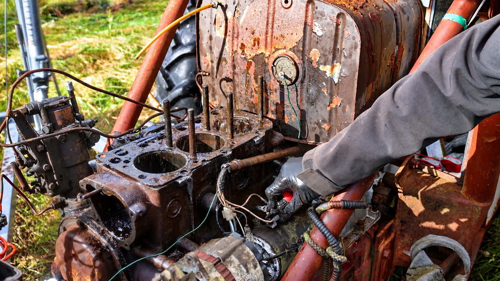Bringing a rusted tractor engine back to life after years of sitting