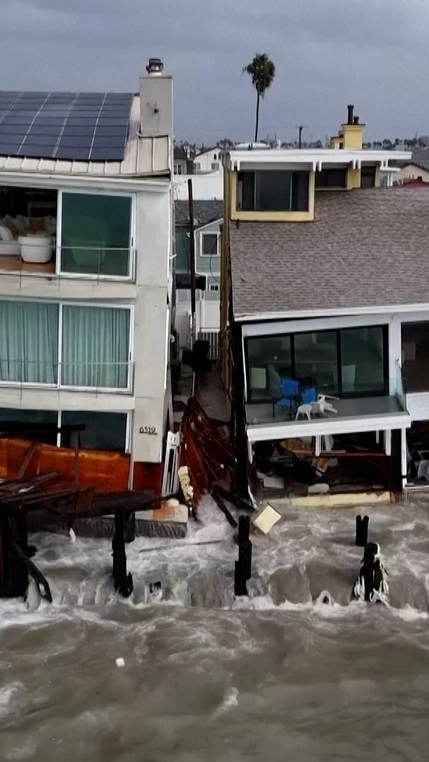 Drone video shows Tropical Storm Rachel pound Southern California ...