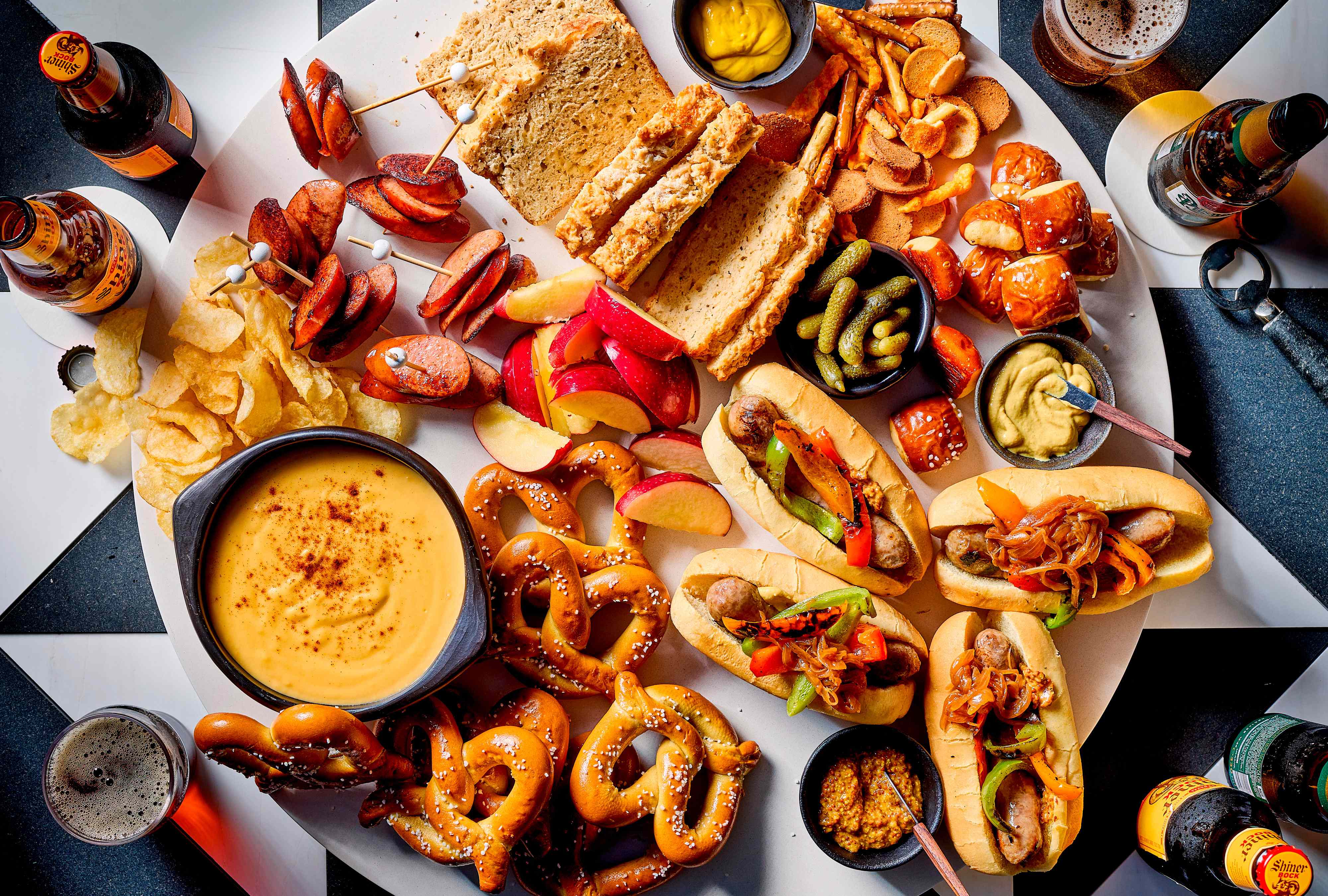 Beer-cheese dip, pretzels, and sausage make this the ultimate pub crawl ...