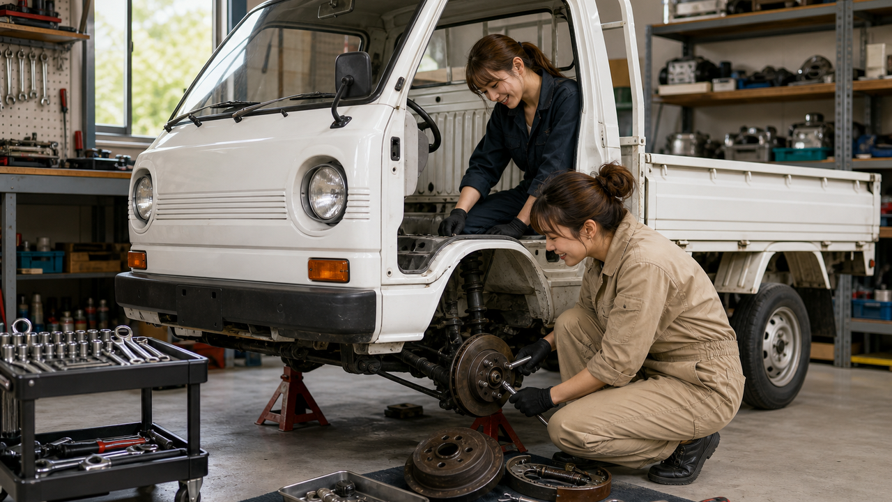 A Suzuki mini truck’s cabin and brakes get a like-new makeover