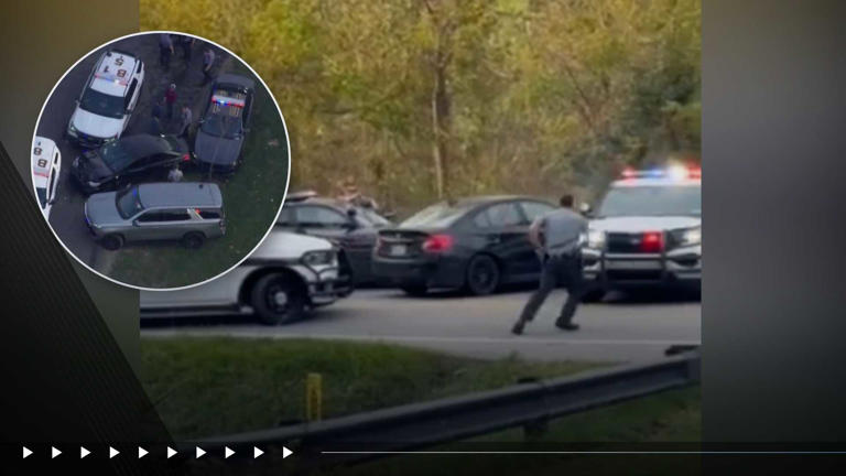 Chase ends as police surround and smash suspect's car near Washington ...