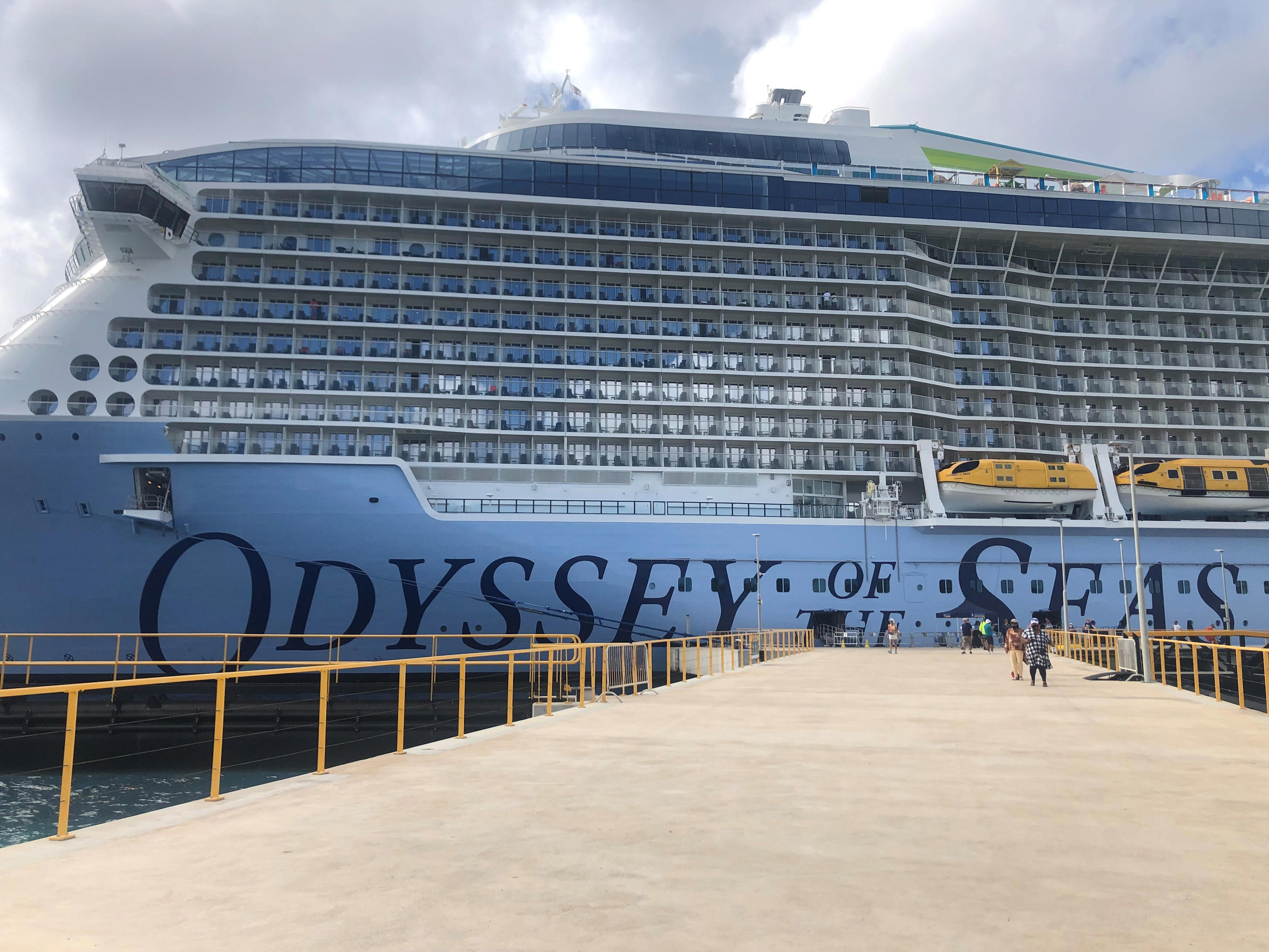 Royal Caribbean's Odyssey of the Seas cruise ship docked in Willemstad, Curacao on Dec. 9, 2021.