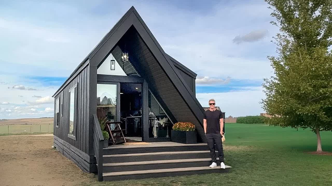 Inside the blacked out prefab home with a brand new look!