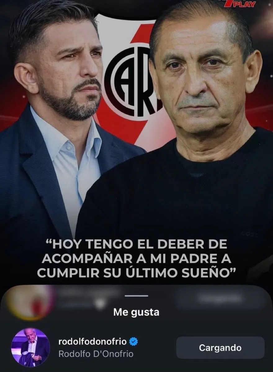 Rodolfo D’Onofrio le dio me gusta a una publicación en alusión a la ...