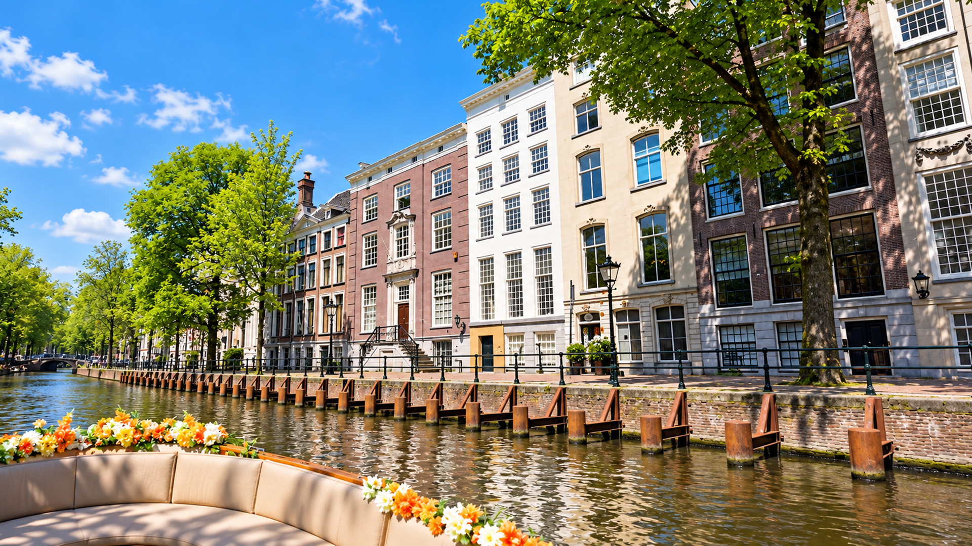 Amsterdam Netherlands luxury open boat canal cruise (4K)