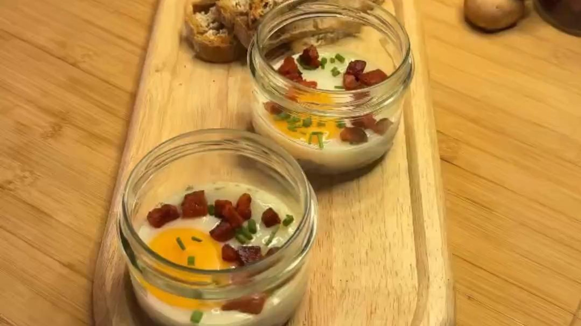 Oeuf cocotte champignons et chorizo