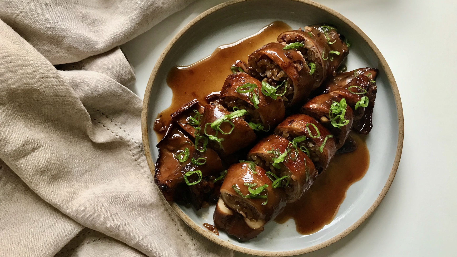 Lo Mai Gai-inspired stuffed calamari recipe