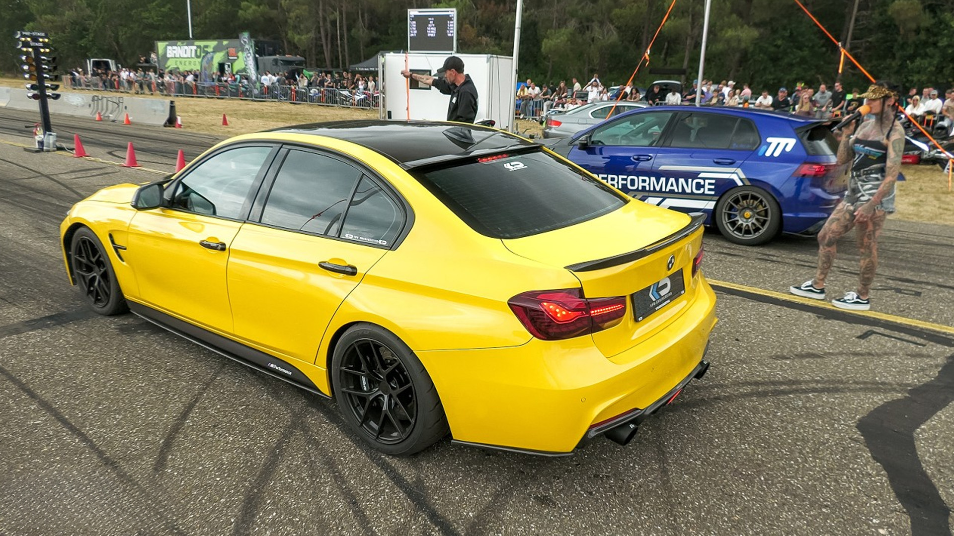 Which modified car will dominate the Breda Airport drag race?