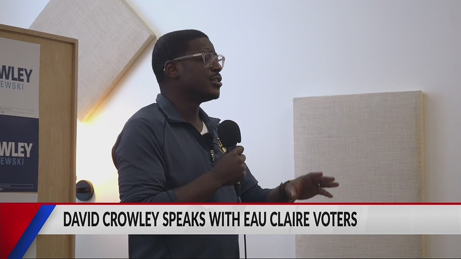Candidate David Crowley speaking in Eau Claire