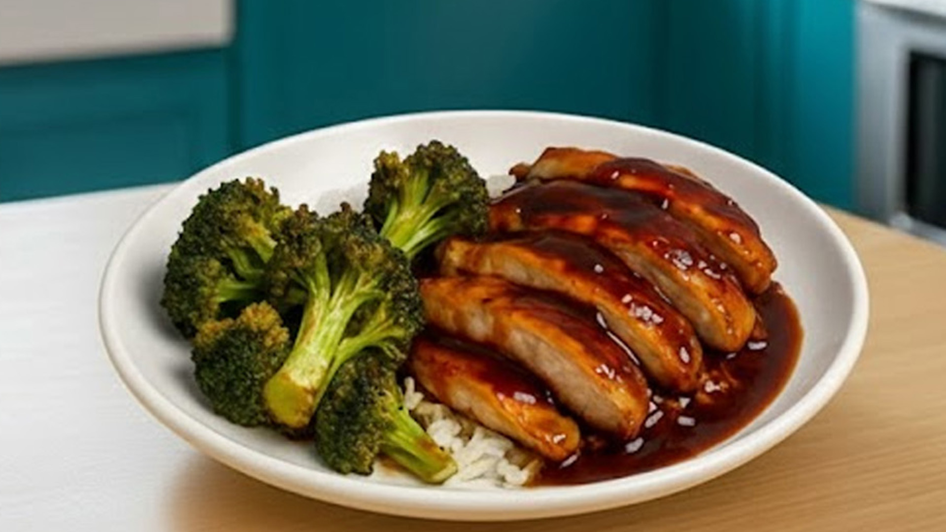 Honey garlic chicken with broccoli and rice is an easy family dinner