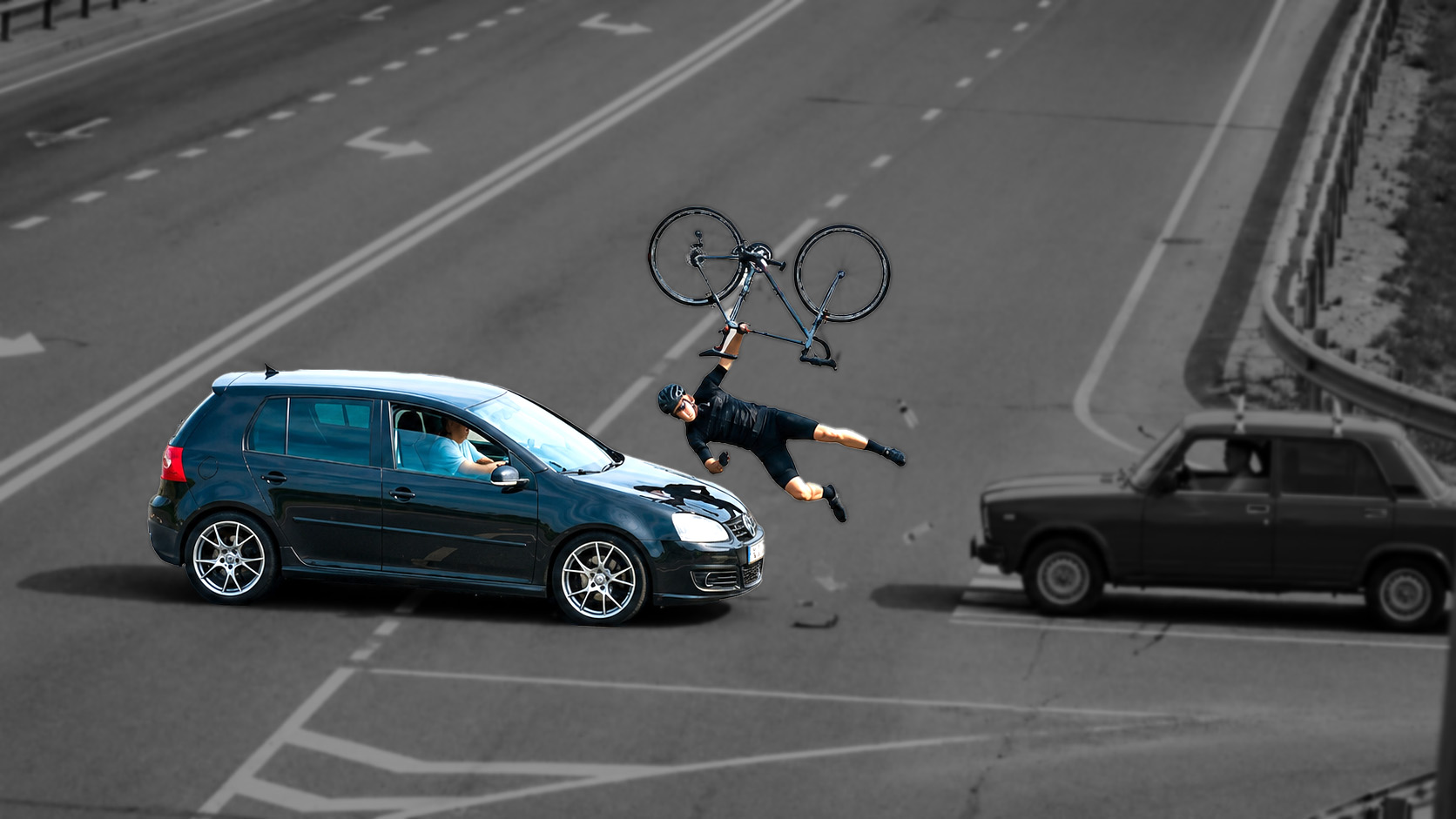 Collision in traffic caught on camera