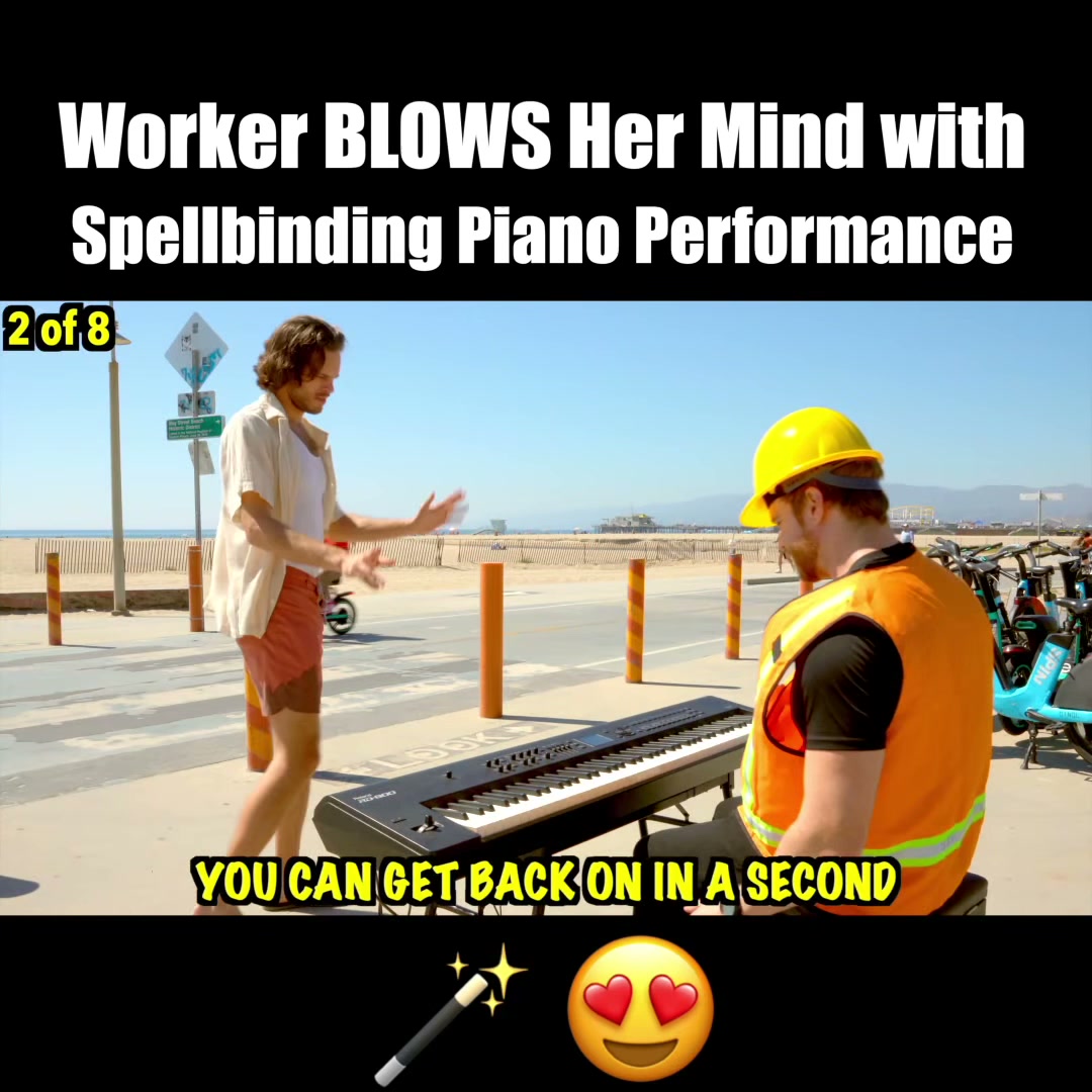 Construction worker stuns beachgoers 🎹