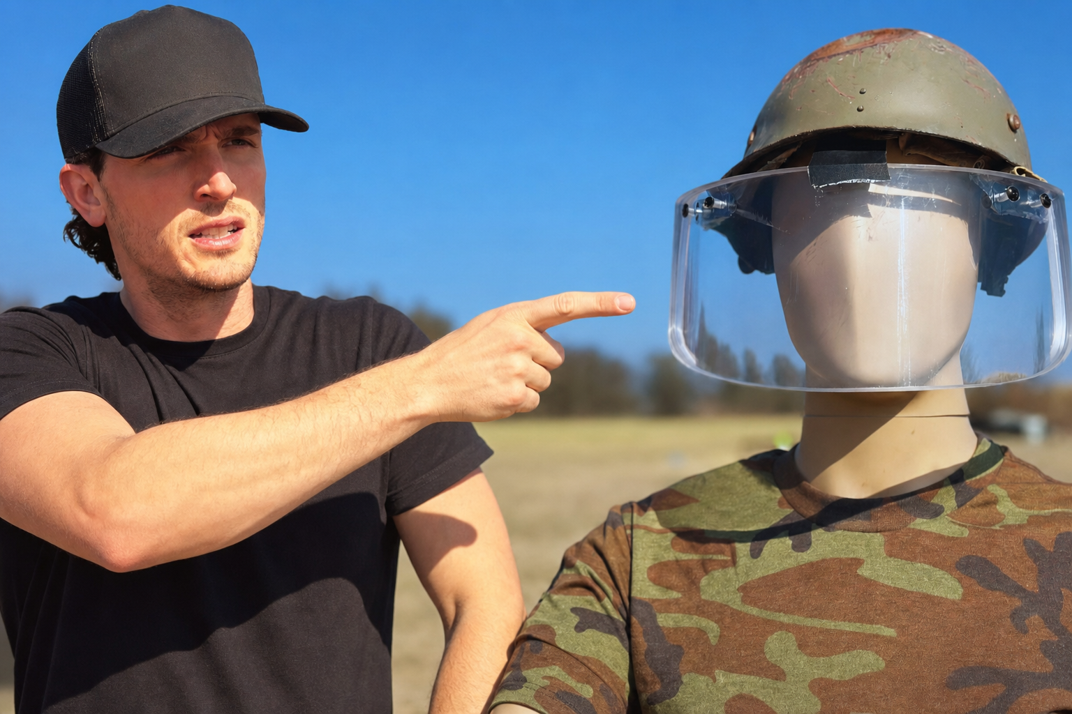 This ballistic face shield stopped the 45 but not the 44