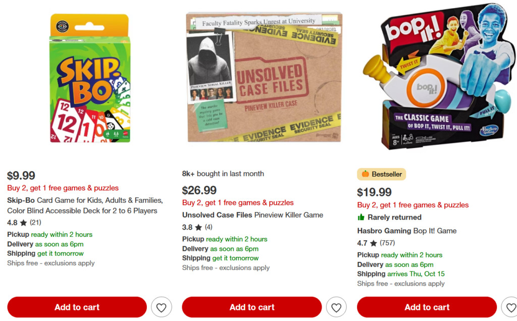 Target games sale: Buy 2, get 1 free games & puzzles