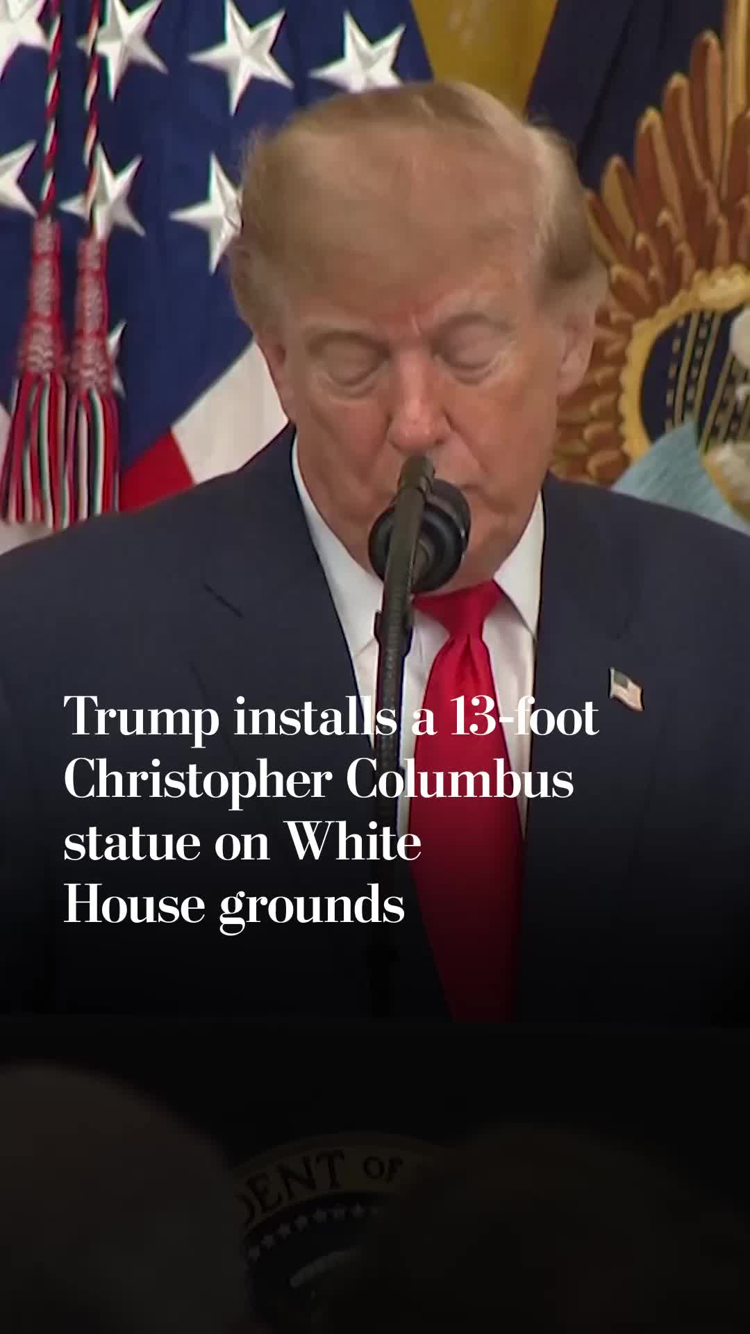 Trump installs a 13-foot Christopher Columbus statue on White