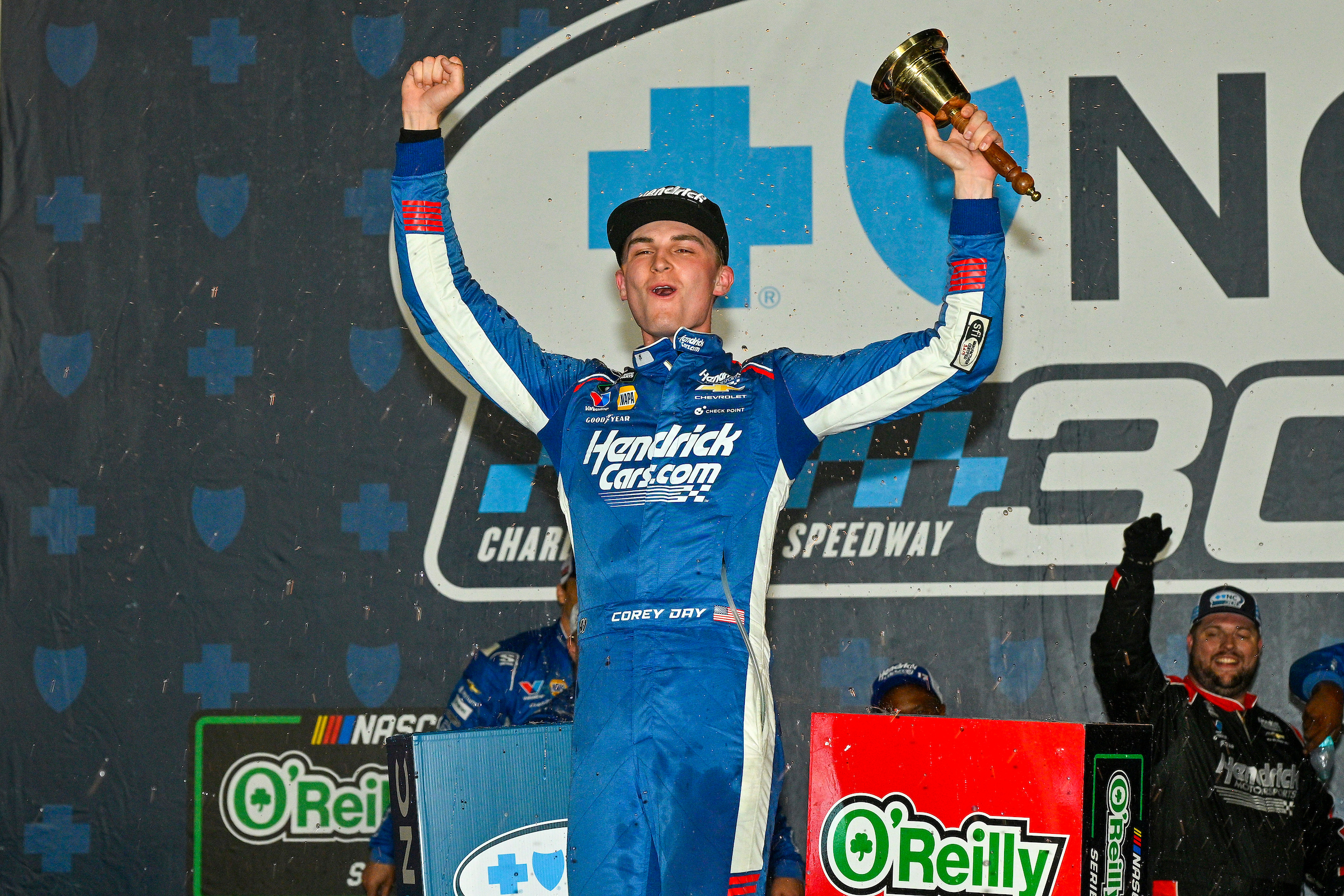 NOAPS: Corey Day wins O'Reilly Auto Parts Series race after three wide ...