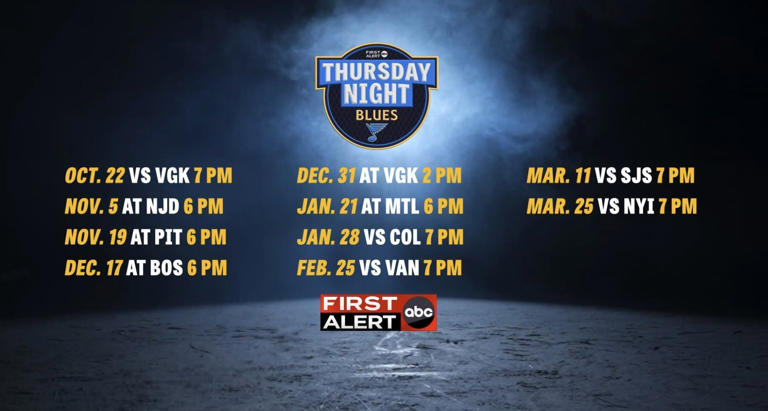First Alert 4 on ABC to air 10 live St. Louis Blues games this year!