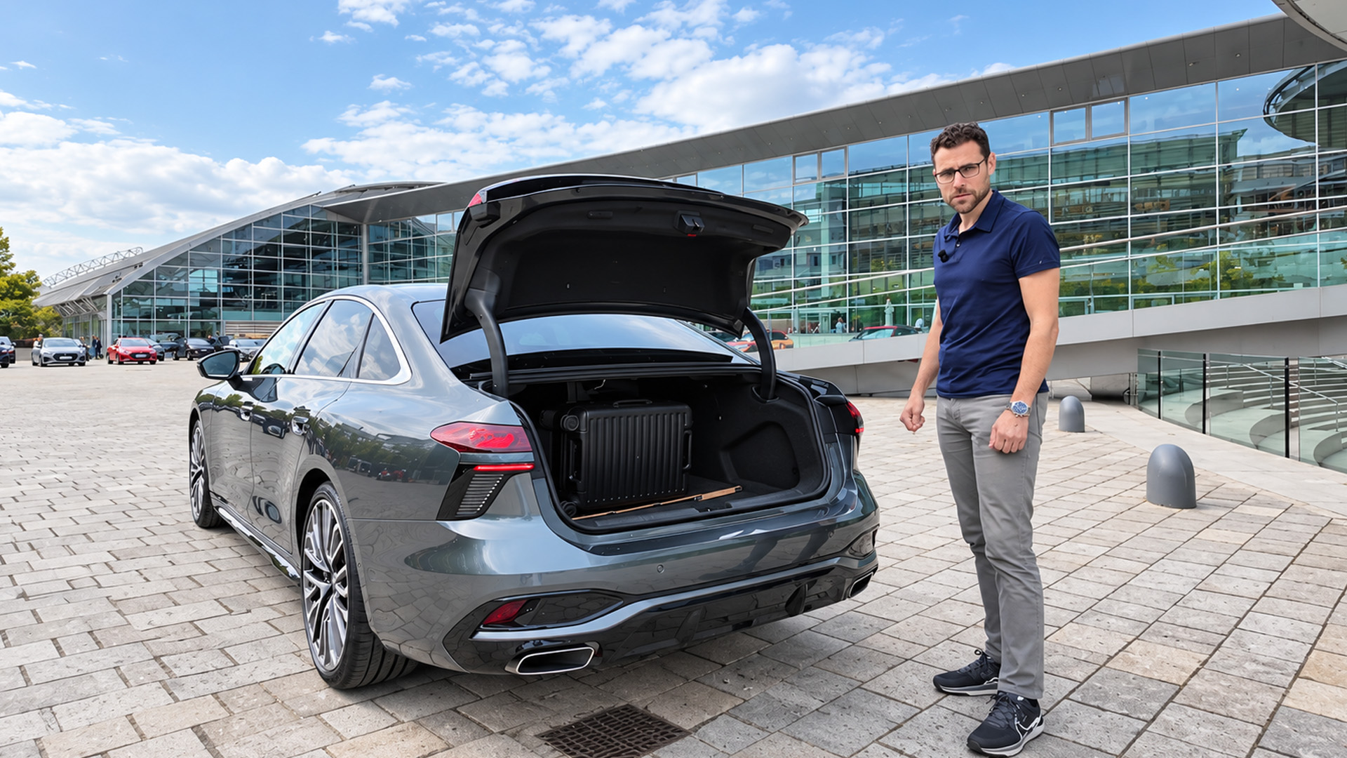 Audi A6 sedan showcases its trunk design and rear storage space