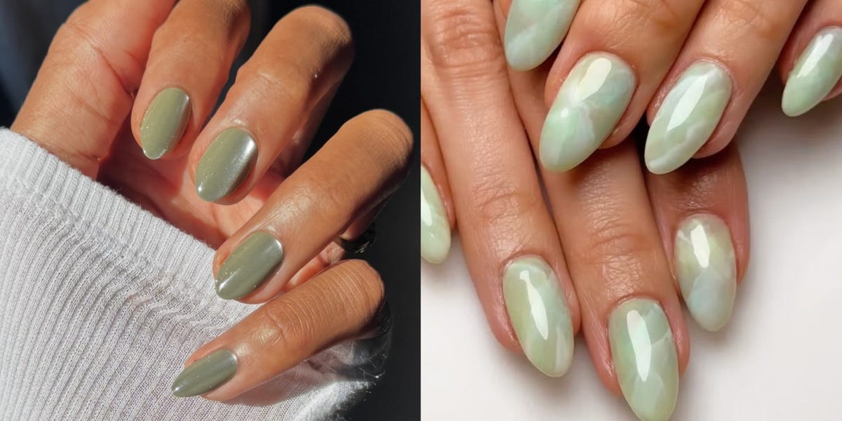 This expensive-looking gemstone green manicure is about to be ...