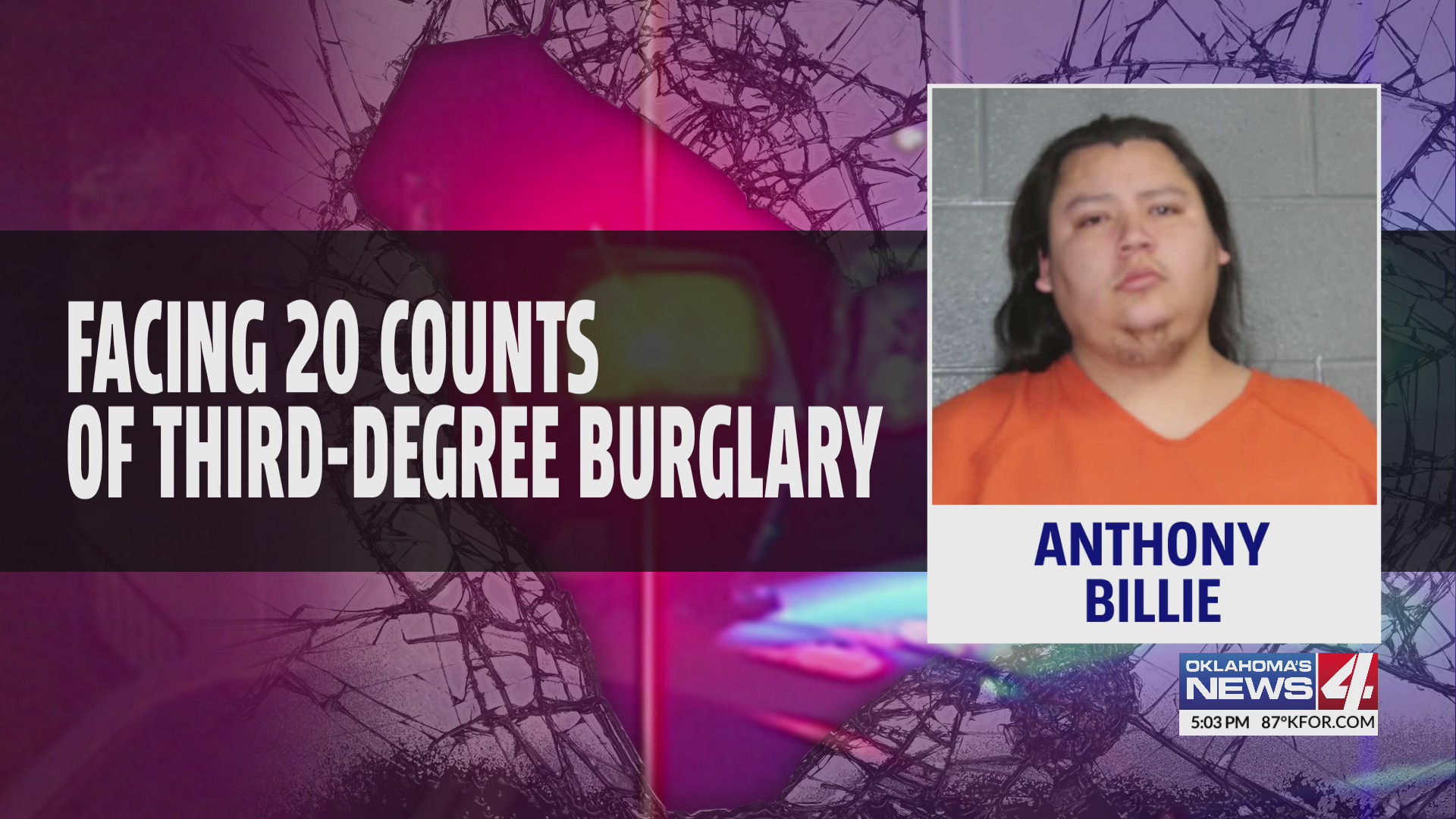 Man facing 20 counts of third degree burglary