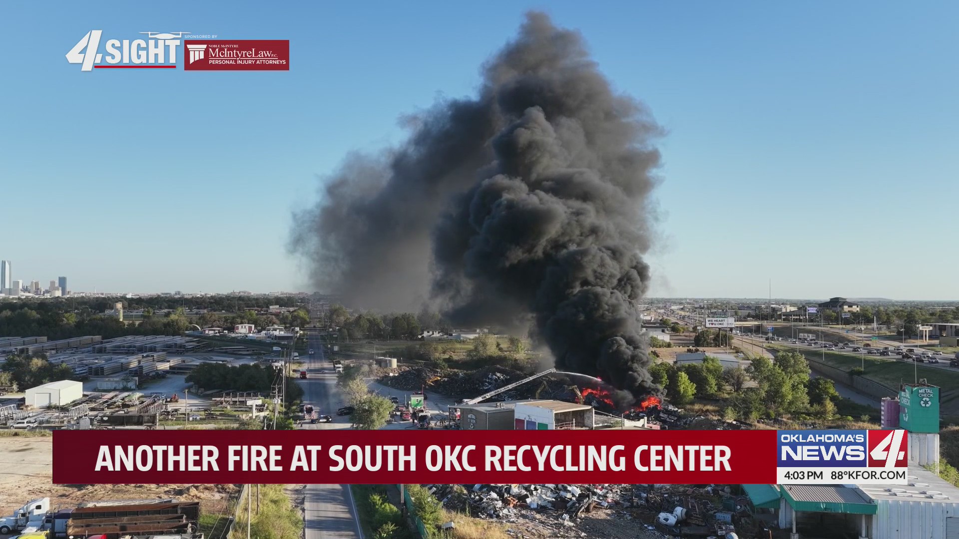 Another fire at South OKC recycling center