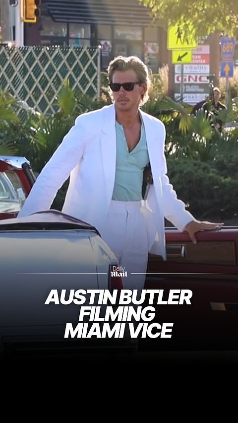 Austin Butler and Danny Ramirez on set of Miami Vice remake