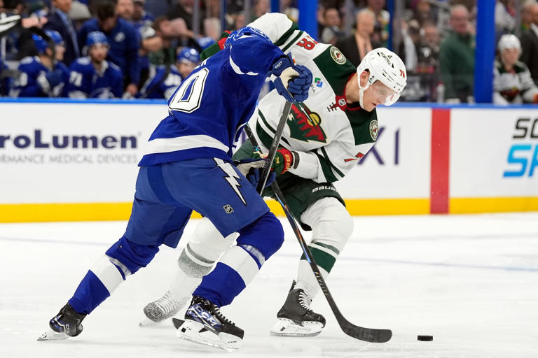 Wild's Sturm sent to hospital for exam after puck strikes his head ...