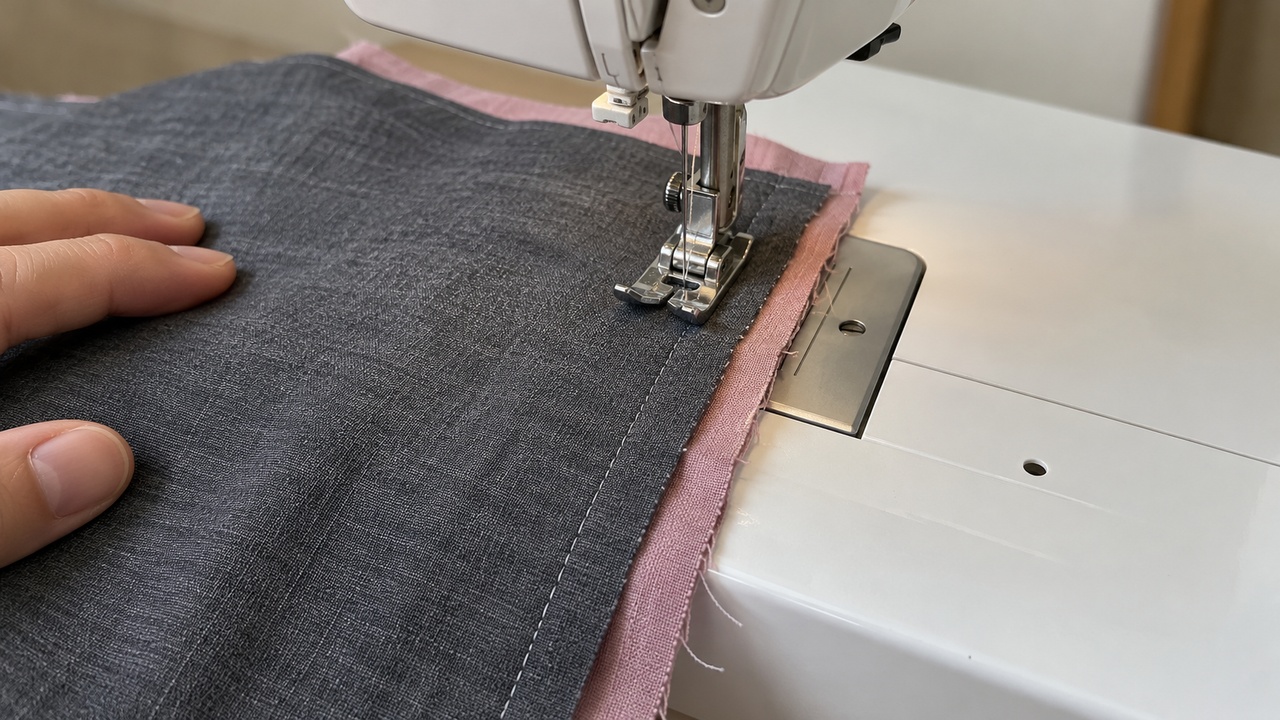 How to sew a reversible table runner in charcoal and soft pink