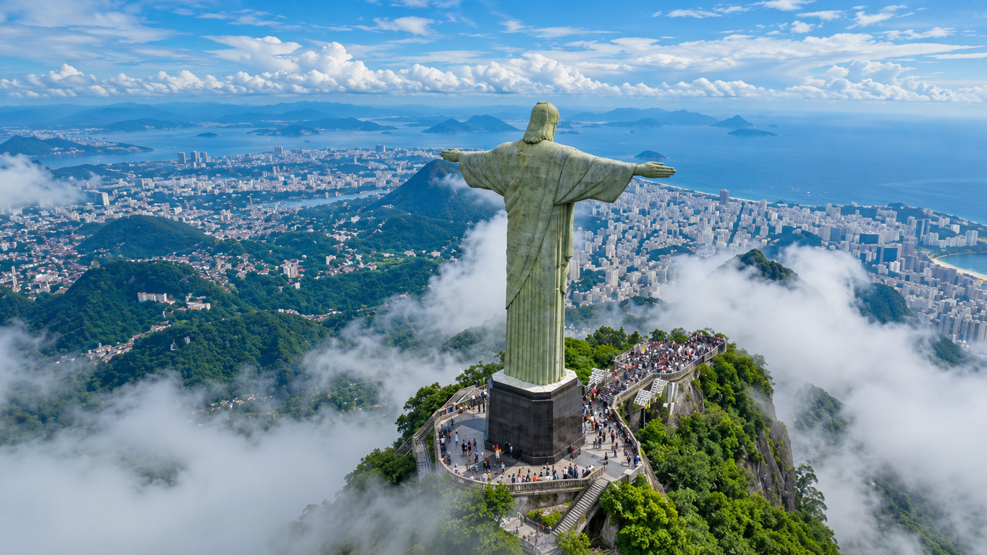Christ the Redeemer stands on a remarkable mountain summit