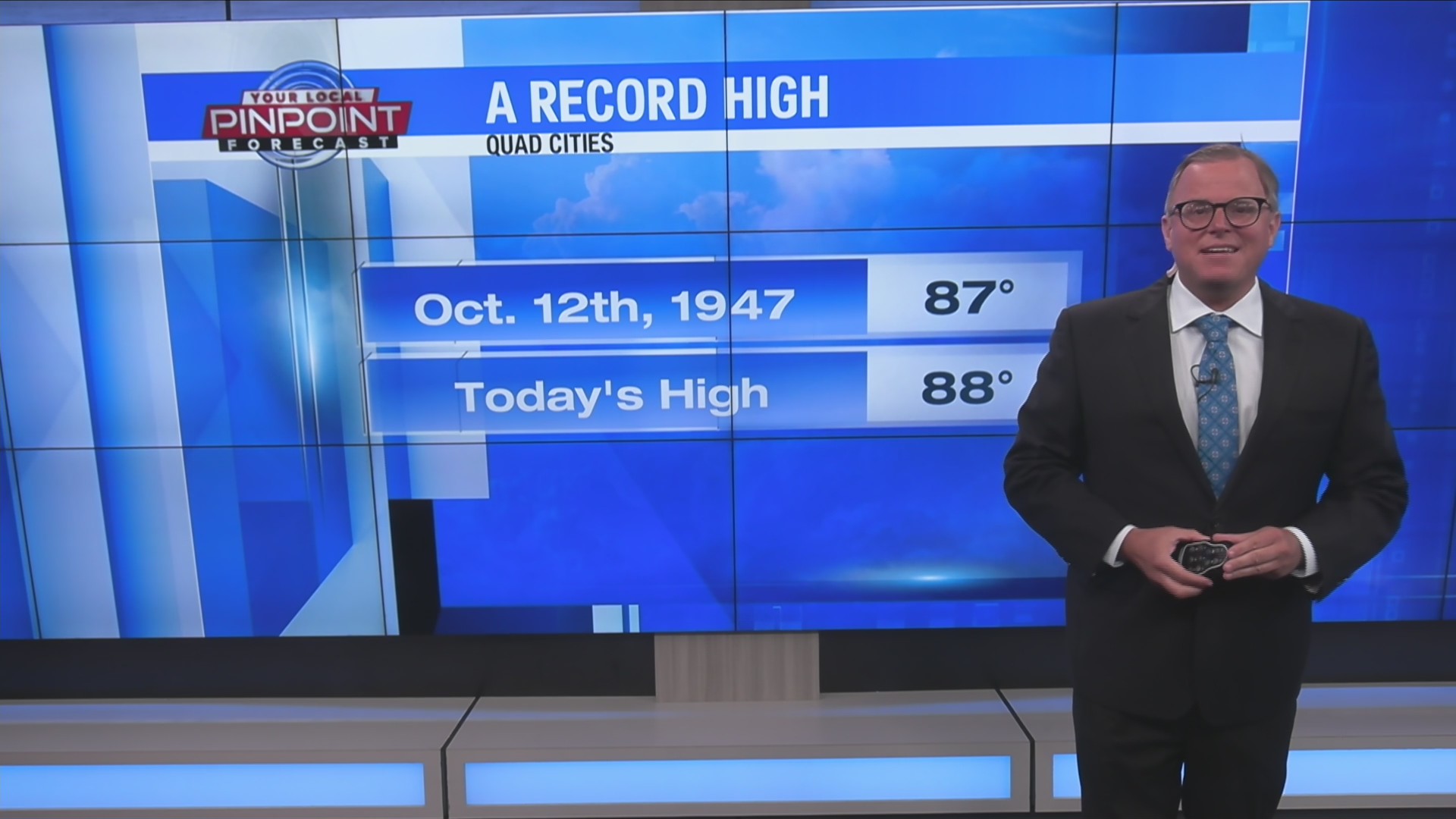 Record high temp in the Quad Cities Monday!